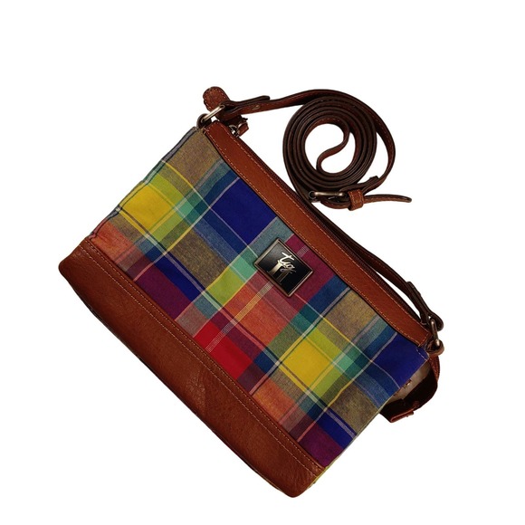 TIG & Co. Crossbody purse, multi color plaid cotton - Picture 1 of 14